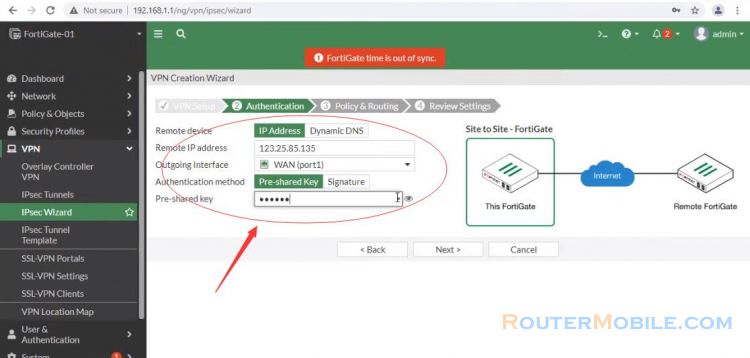 How to connect 2 FortiGate over Internet | VPN Site to Site