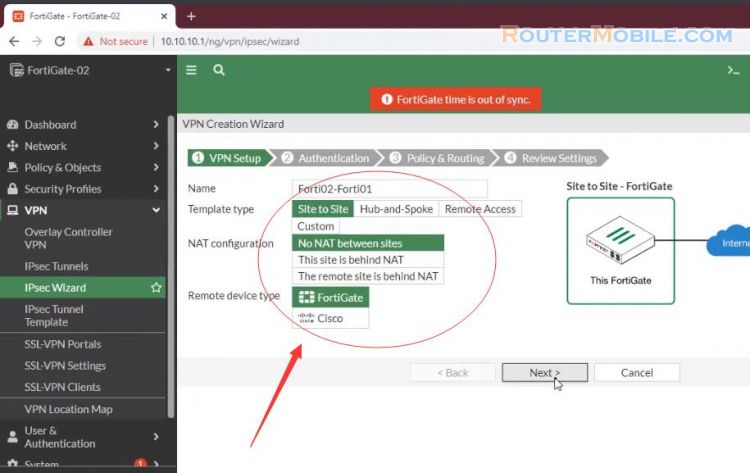 How to connect 2 FortiGate over Internet | VPN Site to Site