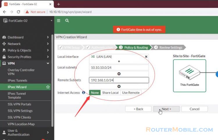 How to connect 2 FortiGate over Internet | VPN Site to Site