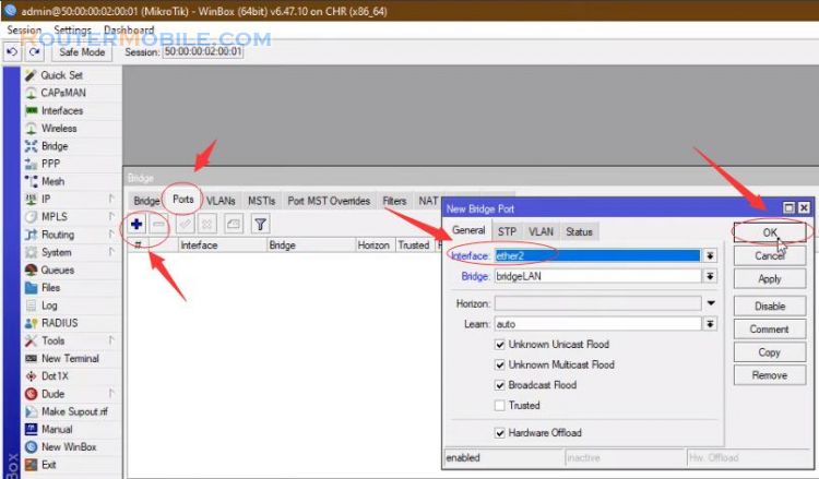 How to configure bridge LAN ports on Mikrotik Router