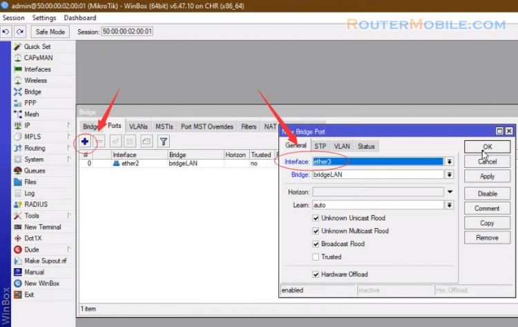 How to configure bridge LAN ports on Mikrotik Router