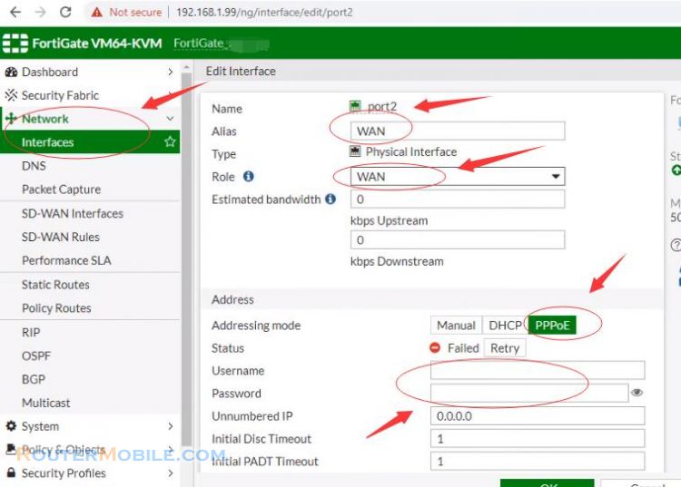 How to Configuration PPPoE DHCP NAT LAN IP Internet On Fortigate Firewall