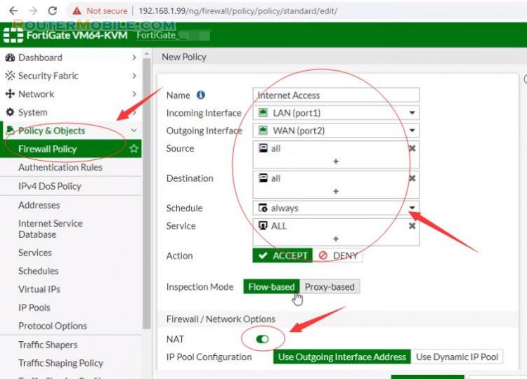 How to Configuration PPPoE DHCP NAT LAN IP Internet On Fortigate Firewall