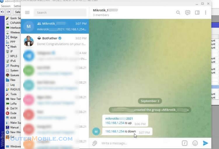 Send message to your Phone from Mikrotik with Telegram