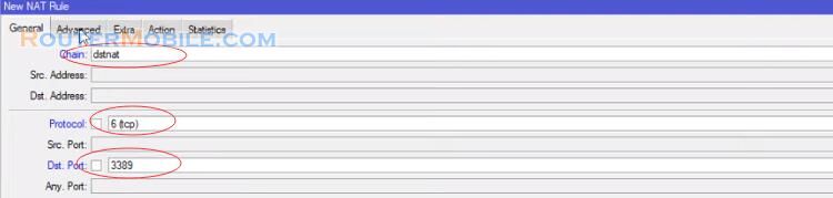 Open a port on the Mikrotik router