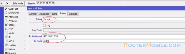 Open a port on the Mikrotik router