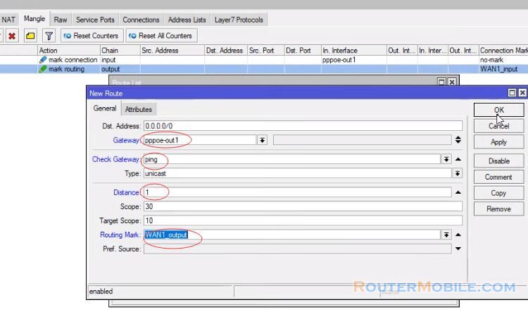 Easiest way to configure load balancing on Mikrotik router