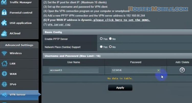 Build VPN Server on the ASUS Wireless Router