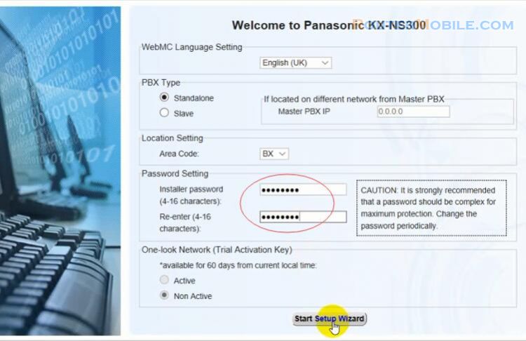 192.168.0.101 Configure Panasonic PABX NS300