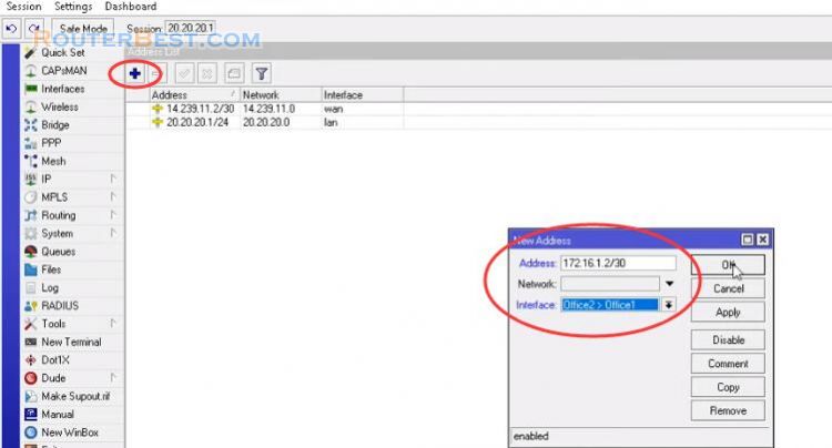 Connect 2 Mikrotik routers over Internet with GRE Tunnel