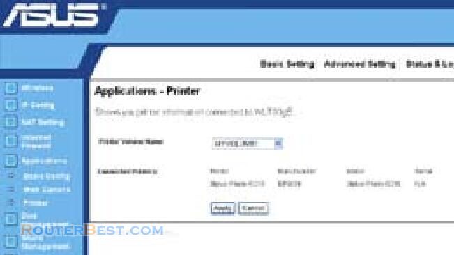 Setting up shared printer on ASUS WL-700gE Router