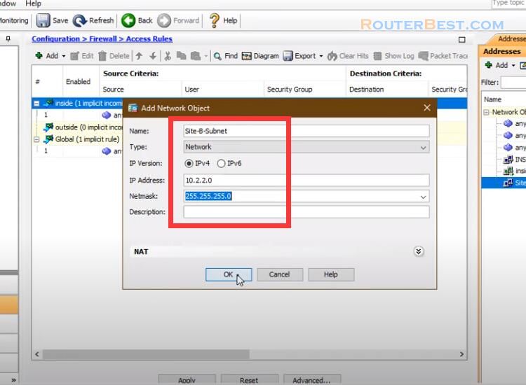 how to configure vpn site to site between two Cisco ASA
